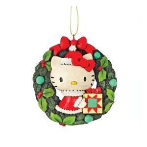 Jim Shore Hello Kitty® Wreath Hanging Christmas Ornament, 2025, NEW IN BOX
